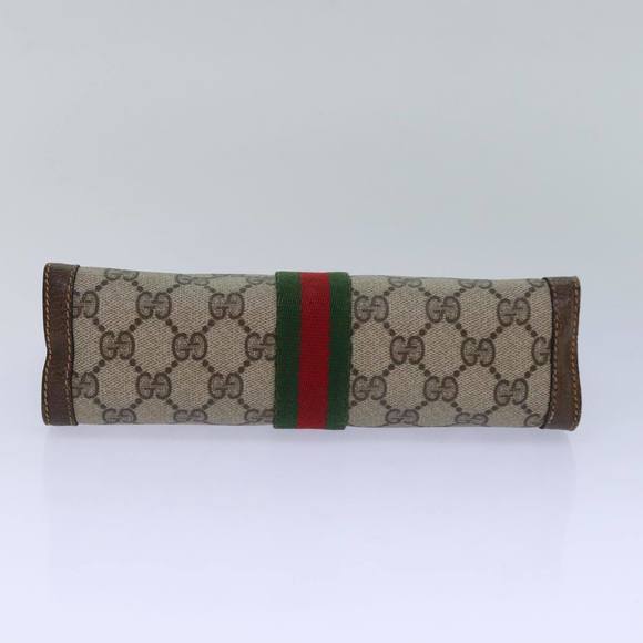 GUCCI GG Supreme Web Sherry Line Clutch Bag PVC Beige Red 84 01 001 Auth th5211 - Picture 6 of 16